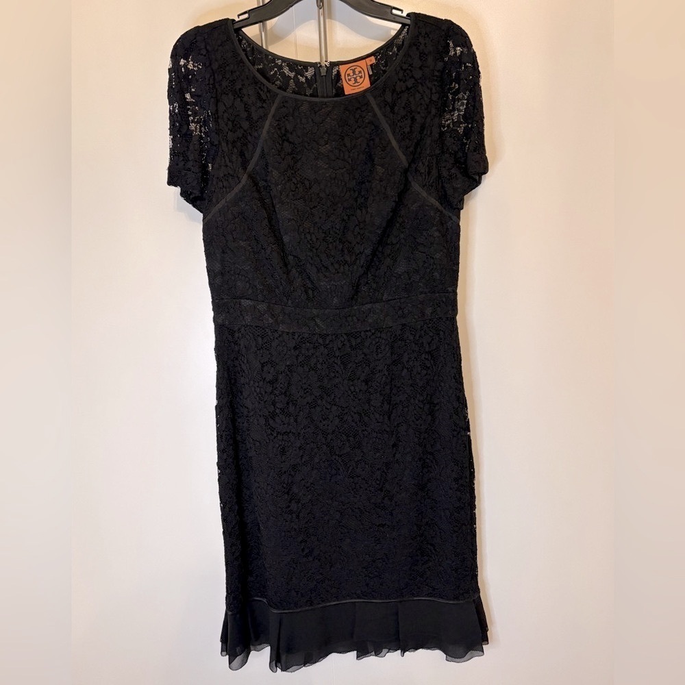 Vintage Tory Burch Silk Bovary Black Lace Cocktail Dress, circa 2000. Size 10